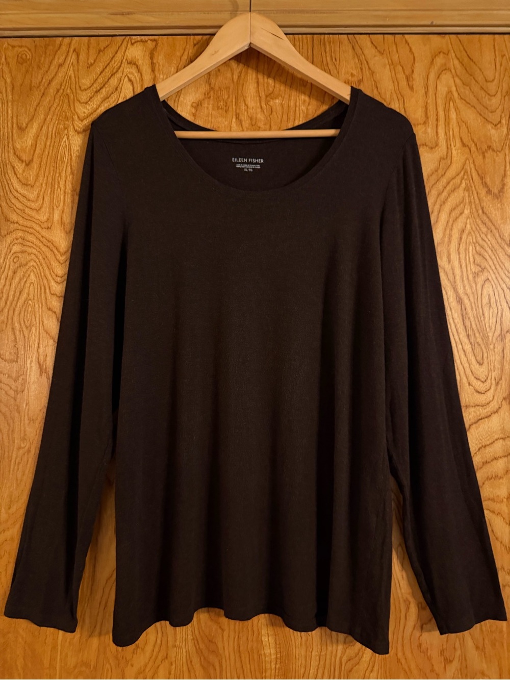 Eileen Fisher Black Scoop-Neck Long Sleeve Tee
